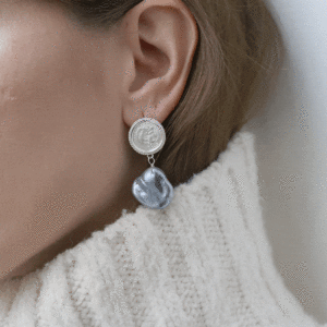 Hercules Lost Sea Silver Pearl Pin Earrings