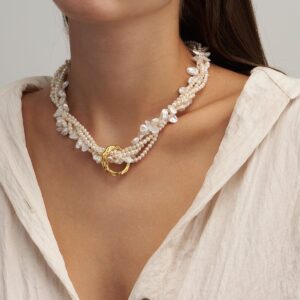 Full Moon Tangled Pearl Necklace