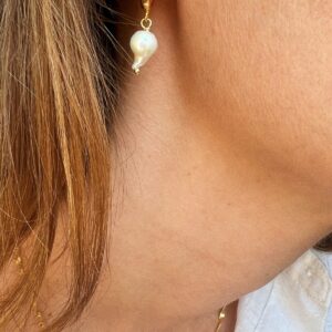 Pearl Drop Mini Hoop Earrings