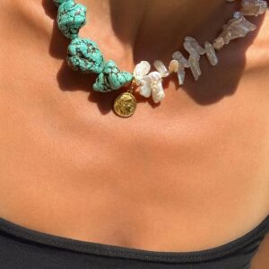 Athena Pearl & Turquoise Necklace