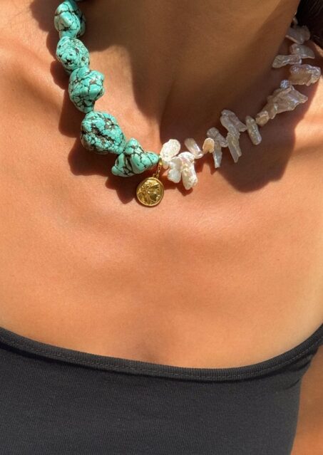 Athena Pearl & Turquoise Necklace Athena Pearl & Turquoise Necklace