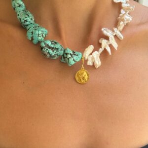 Athena Pearl & Turquoise Necklace