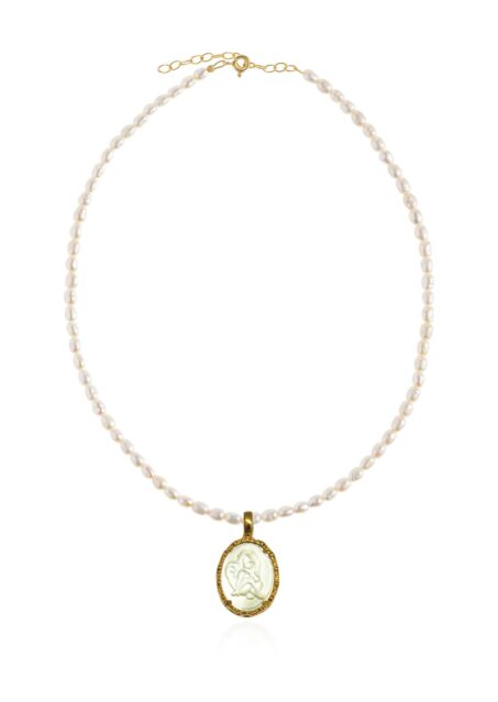 Eros Cameo Pearl Necklace