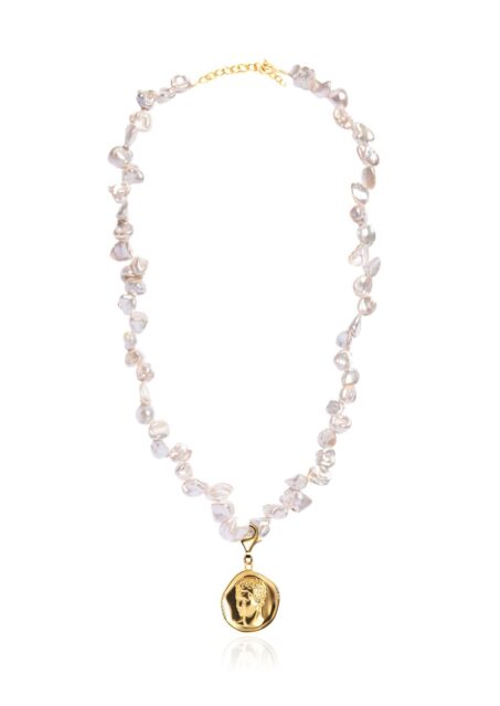 Hermis Lustre Clipon Flower Pearl Necklace