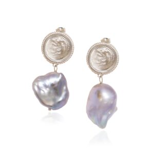 Hercules Baroque Pearl Earrings Silver