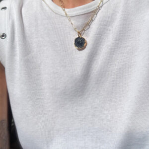 Athéna Cameo Onyx Diamond Cut Necklace