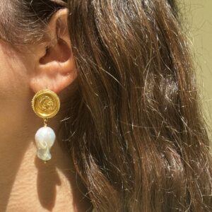 Hercules Lost Sea Pin Earrings Gold