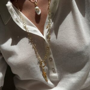 Yasemi Baroque Pearl Clip On Necklace + Inoe Medea Necklace
