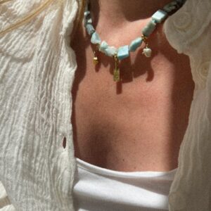 Larimar Pebble & Charms Necklace