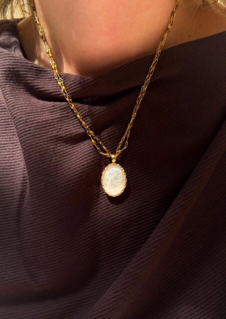 Ygieia Cameo Pearl Necklace Gold Ygieia Cameo Pearl Necklace Gold