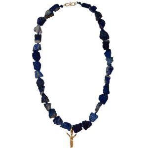 Lapis Pebble Nike Necklace