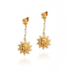 Sun Nugget Pearl Earrings Gold