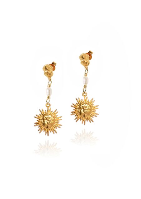 Sun Nugget Pearl Earrings Gold