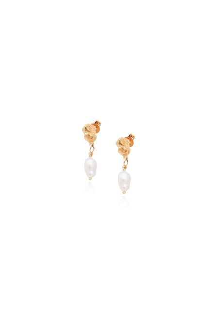 Nugget Pearl Earrings Gold