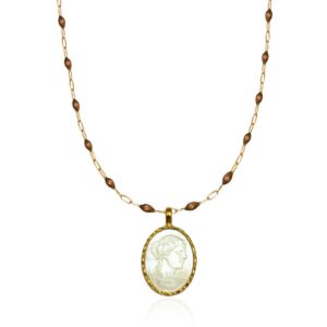 Ygieia Cameo Pearl Necklace Gold