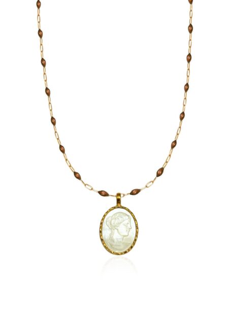 Ygieia Cameo Pearl Necklace Gold
