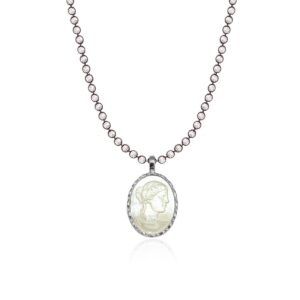 Ygieia Cameo Pearl Necklace Silver