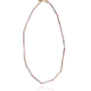 Yasemi Neon Pink Pearl Necklace