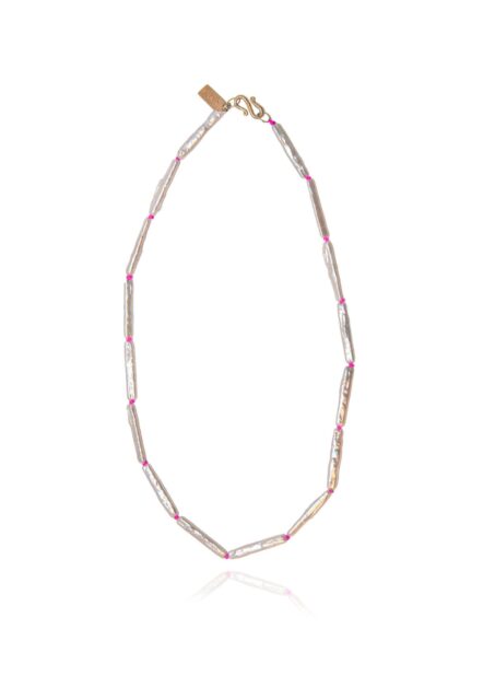 Yasemi Neon Pink Pearl Necklace